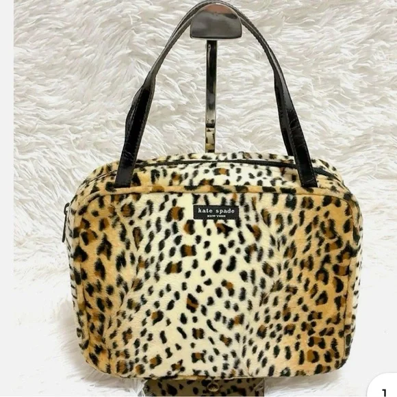 Vintage Kate Spade Faux Fur Leopard Print Mini Handbag - Picture 2 of 16